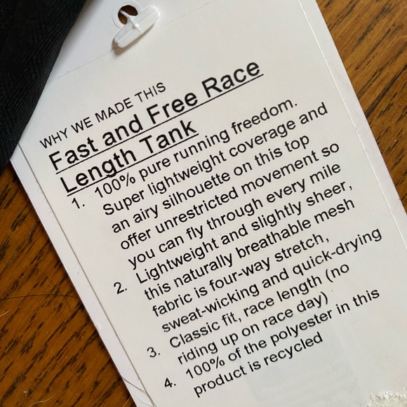 Lululemon Women’s Fast and Free Race Length Black Tank Top Size: 8 - Picture 5 of 9